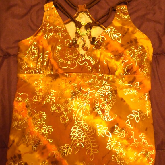 Boho-style shimmery halter neck with beaded detail. Small-medium size. - Picture 1 of 4